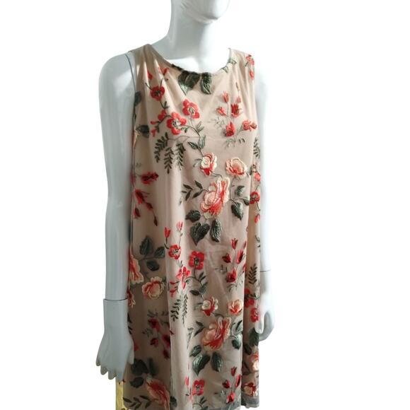 Beige by eci Embroidered Floral Women's size XL Mesh Colorful Fairy Mini Dress - Picture 3 of 10